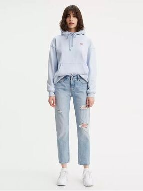 Levi's 501 Women's Taper Distressed Button Fly Denim Jeans